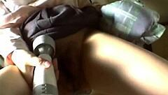 Japanese Mom's Hairy Pussy Cums Hard on Vibrator - Holy Fuck!!