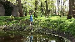 deniska's outdoor games turn perverted with masked men's big cocks