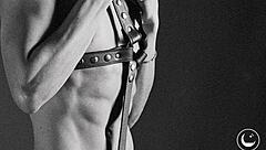 james jacobs skinny black teen strips naked in interracial leather solo