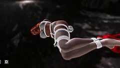 Redhead in bondage lingerie screams from vibrator orgasm nightmare!