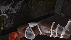 Redhead in bondage lingerie screams from vibrator orgasm nightmare!