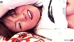 Petite Japanese stepsis caught stroking seduces for first blowjob ever