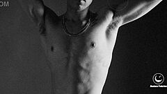 james jacobs skinny black teen strips naked in interracial leather solo