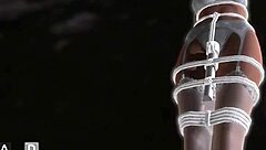 Redhead in bondage lingerie screams from vibrator orgasm nightmare!