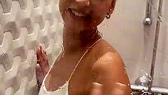 lesbian shower turns sloppy double blowjob 😩💦 huge facial cumswap pov