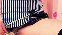 Petite Japanese stepsis caught stroking seduces for first blowjob ever