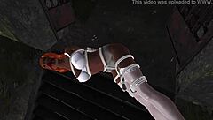 Redhead in bondage lingerie screams from vibrator orgasm nightmare!