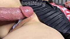 Stepdad Teases Shaved Pussy Masturbation Before Creampie Dripping Inside