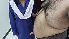 Desi schoolgirl bounces tight pussy on stepdad's throbbing cock!