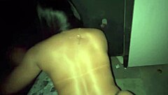 she grinds her ass on black cock till he cums in her hand at gloryhole