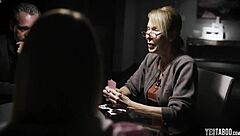 two teen 18+ blondes get corrupted by horny grandpa in taboo ffm blowjob threesome