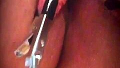 Big Pink Pussy Lips Dangled And Stretched Down With Weights