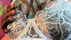 goth german punk rips lingerie for solo dildo ride dirty talk fingering her shaved pussy to climax