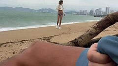 Skinny pigtail teen spots your public dick flash and sucks cum load