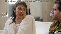 Big Ass Latina Teen Stepdaughter Rides Stepdad's Monster Cock Doggystyle After Muff Diving Reward