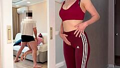 horny stepmom saw me with girlfriend and fucked my cock hard