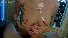 Petite oiled girl next door gives sloppy handjob blowjob with hot cum countdown