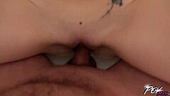 Blonde cutie first time hard fucked cum on belly