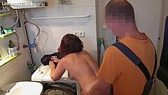 Sexy Hungarian Mature Wife in Lingerie Fucked Hard by Repairman on Washing Machine