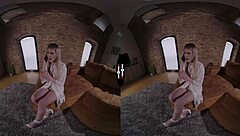 Blonde bride blows shaves pussy handjobs in dark VR wedding room 😍💍