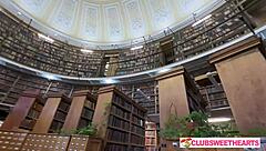 18yo bookworm lesbians lick juicy shaved pussies in library orgy 😍👅💦