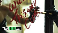 Tiny Freya von Doom's deepthroat blowjob doggystyle dominates casting facial cum