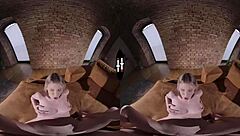 Blonde bride blows shaves pussy handjobs in dark VR wedding room 😍💍