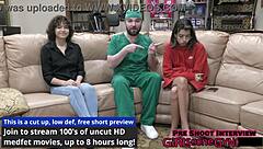 Watch petite tattooed Brooklyn Rossi spread shaved pussy for first closeup gyno exam fingering anal