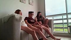 Best friend and stepsis share my cock during movie night