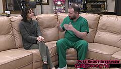 Watch petite tattooed Brooklyn Rossi spread shaved pussy for first closeup gyno exam fingering anal