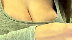 stepmom's naked milk tits bounce as she sucks my cock on webcam like a slut