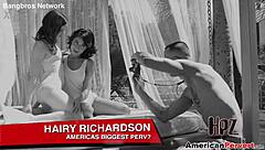 dillion arrives at harry's studio for brunette blowjob and facial cumshot