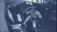 Office worker gets caught touching herself on hidden cam