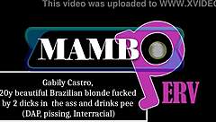 Gabily Castro's ass wrecked by 2 BBCs in DAP pissing orgy