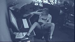 Office worker gets caught touching herself on hidden cam