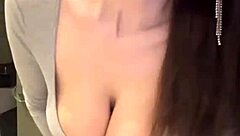 stepmom's naked milk tits bounce as she sucks my cock on webcam like a slut