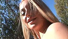 slutty blonde in stockings and white high heels fucked hard by monster cock with facial cumshot