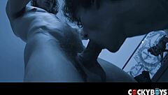 Leo Louis fingers Sean's hungry hole before slamming his power bottom ass hard