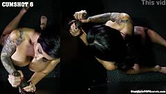 Lily Swallows Massive Gloryhole Cum in Mouth