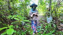 skinny thai babe bent over fucked doggystyle creampie in forest before mushroom hunt