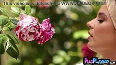 perfect blonde sky wonderland strips naked outdoors all natural