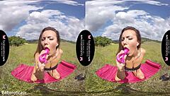 vanessa decker fingers her trimmed pussy outdoors in erotic vr solo masturbation scene