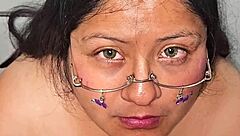 fat bbw gulps every drop of hot cum from big tits play