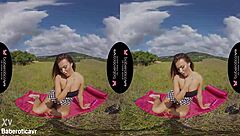 vanessa decker fingers her trimmed pussy outdoors in erotic vr solo masturbation scene