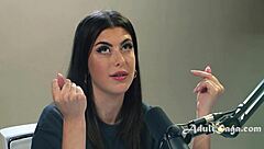 brunette pornstar fingers pussy hardcore after casting interview