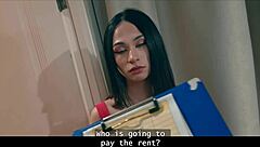 She skips rent payment smokes inside then seduces with shaved pussy anal fuck to settle debt all holes tight russian teen babe