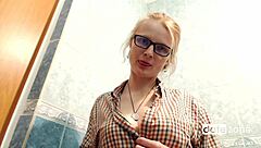 Would a Lonely Redhead Milf Cram Huge Cucumber into Shaved Pussy in Bathroom?