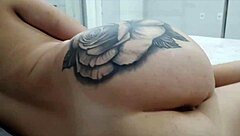 Brazilian slut housewife flashes tits while brazilian fucks wet pussy