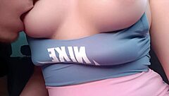 Gave a sexy student a lift, ended up sucking her huge tits in my car