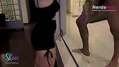 Motel fun macho fucks ass cum drips to pussy bareback cuck watches glass